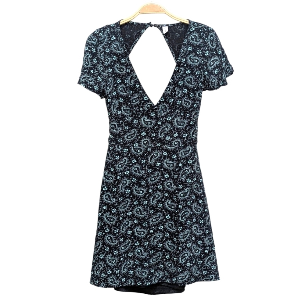 BP Deep V Neck Low Back Paisley Patterned Mini Dress Festival  Small - Picture 3 of 7